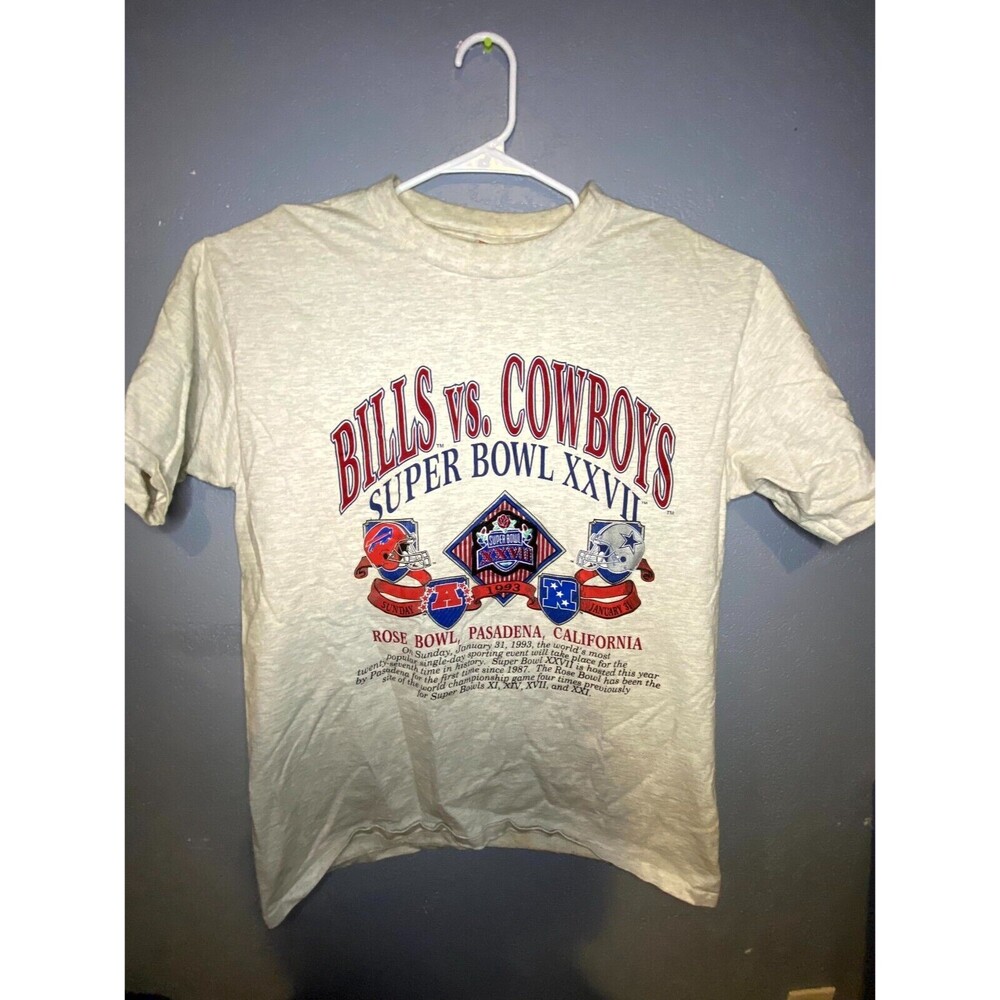 Vtg Rare 90 Cowboys vs Bills Super Bowl XXVII Shirt Mens XL NFL At The Rose Bowl